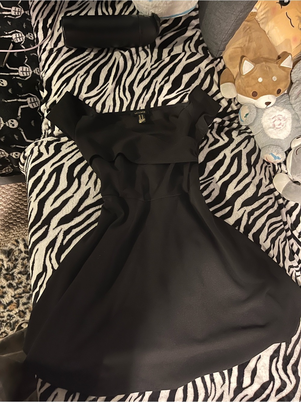 Black Off-Shoulder Fit & Flare Dress